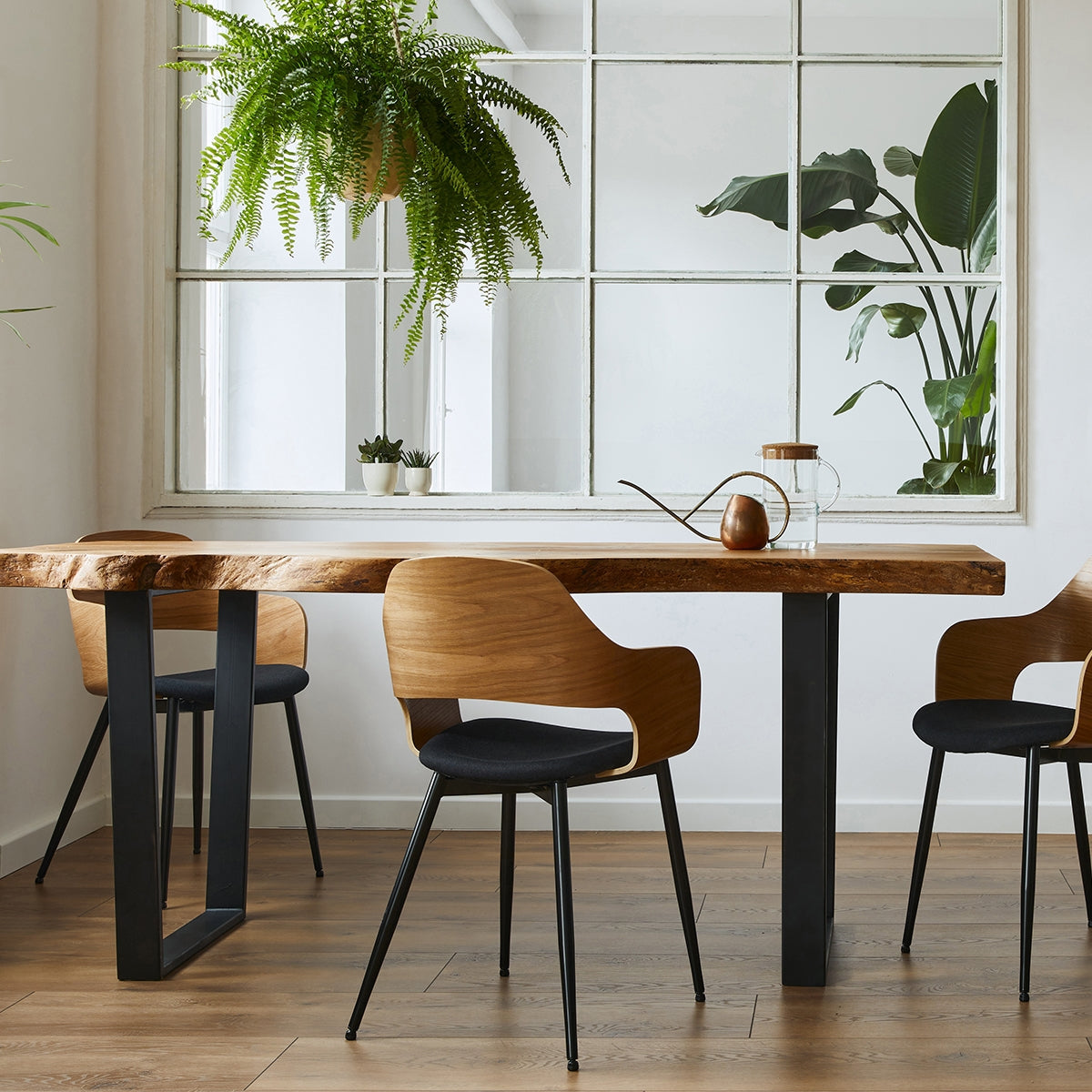 ECD Germany Möbel U-Design 90x72 pied de table noir acier lot de 2