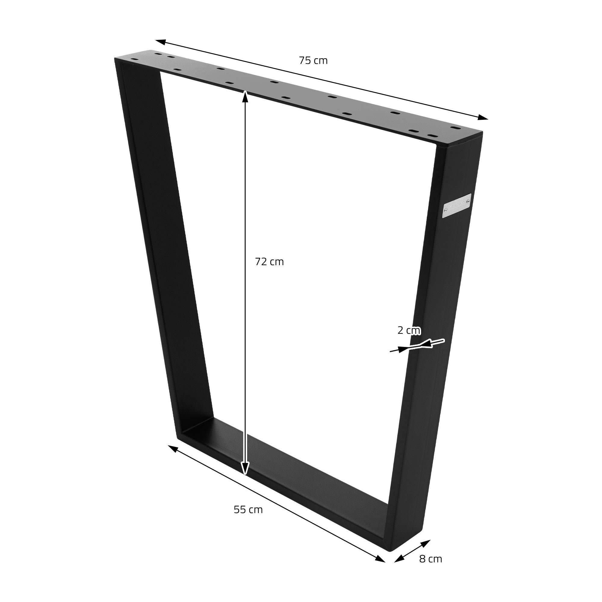 ECD Germany Möbel pieds de table V 75x72 cm noir acier lot 2