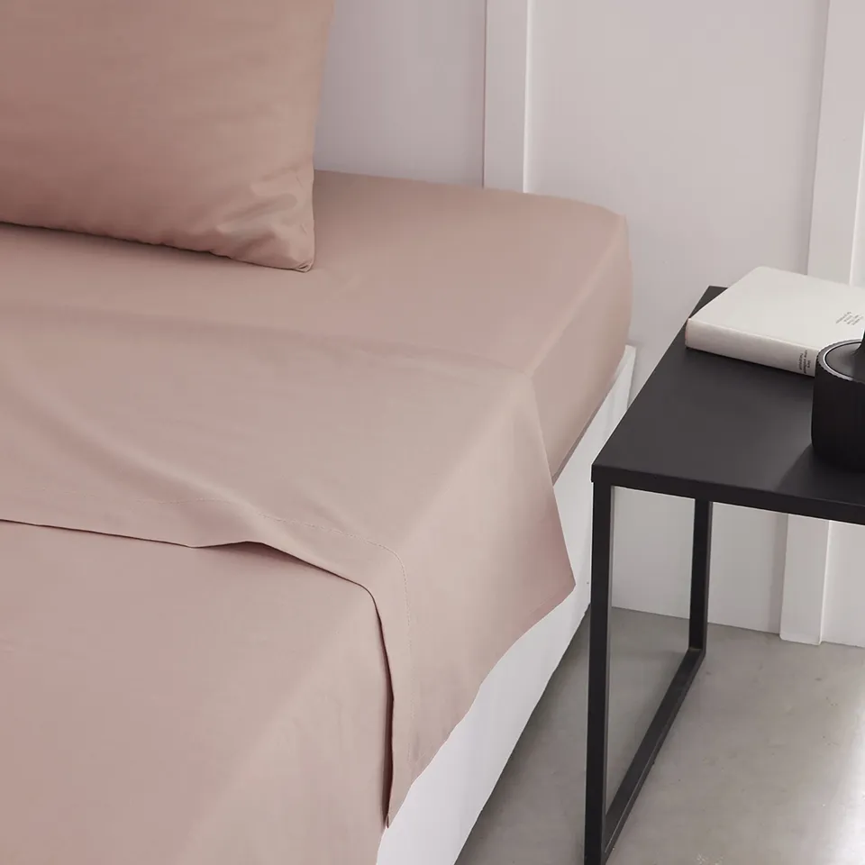 Drap plat tendance 57 fils rose linge de lit