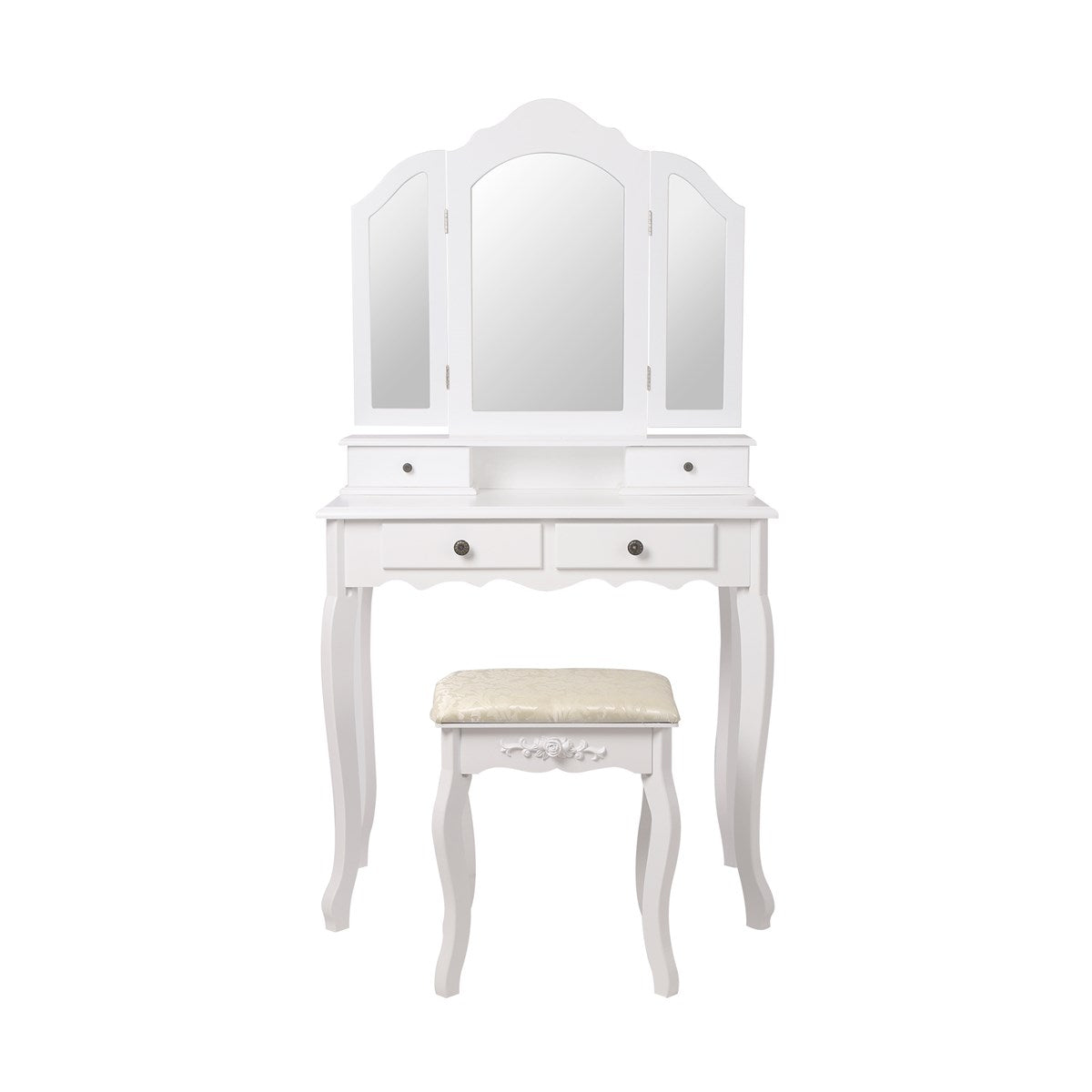 ECD Germany Möbel ML-Design coiffeuse blanche avec miroir + tabouret