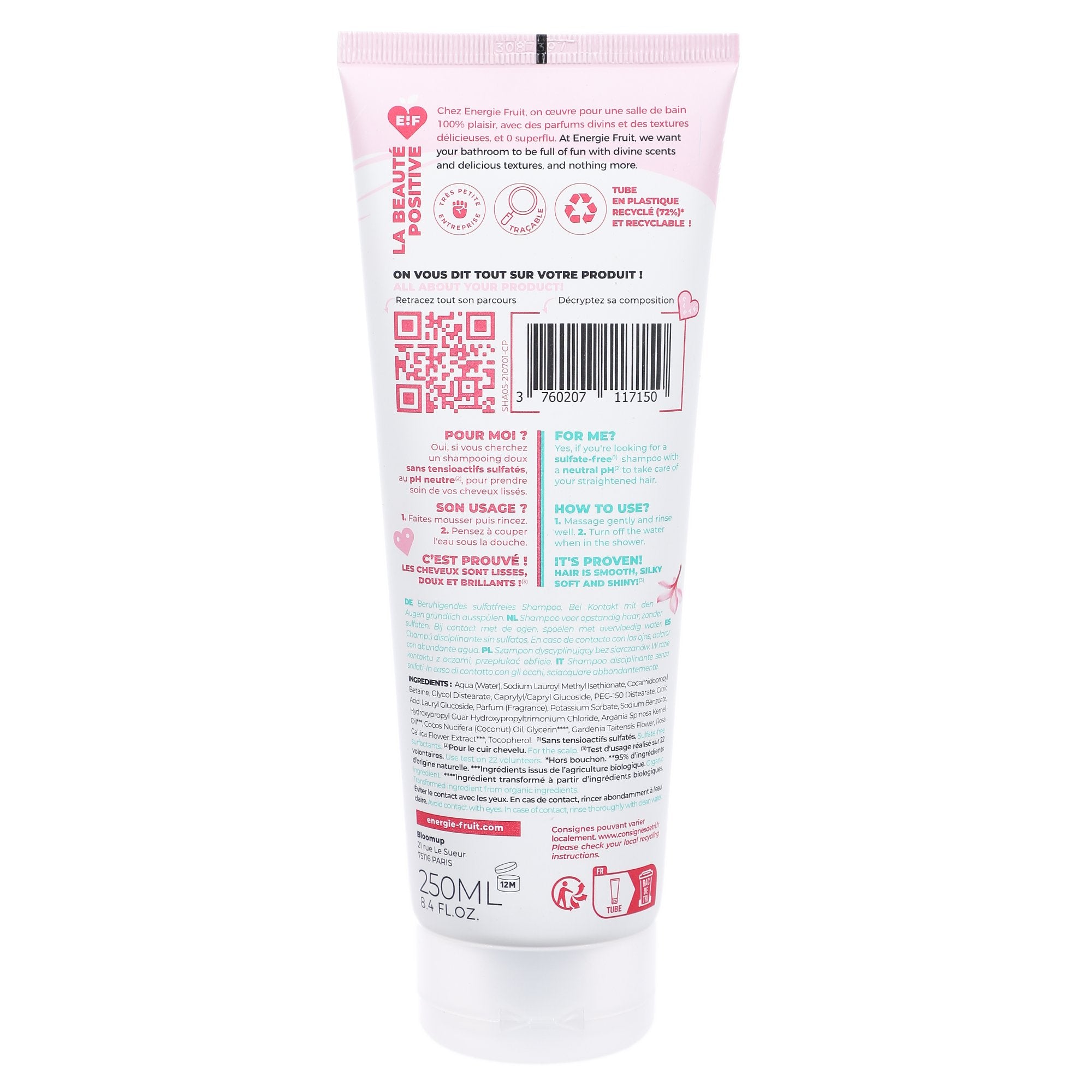 Shampoing disciplinant monoï rose et argan cheveux