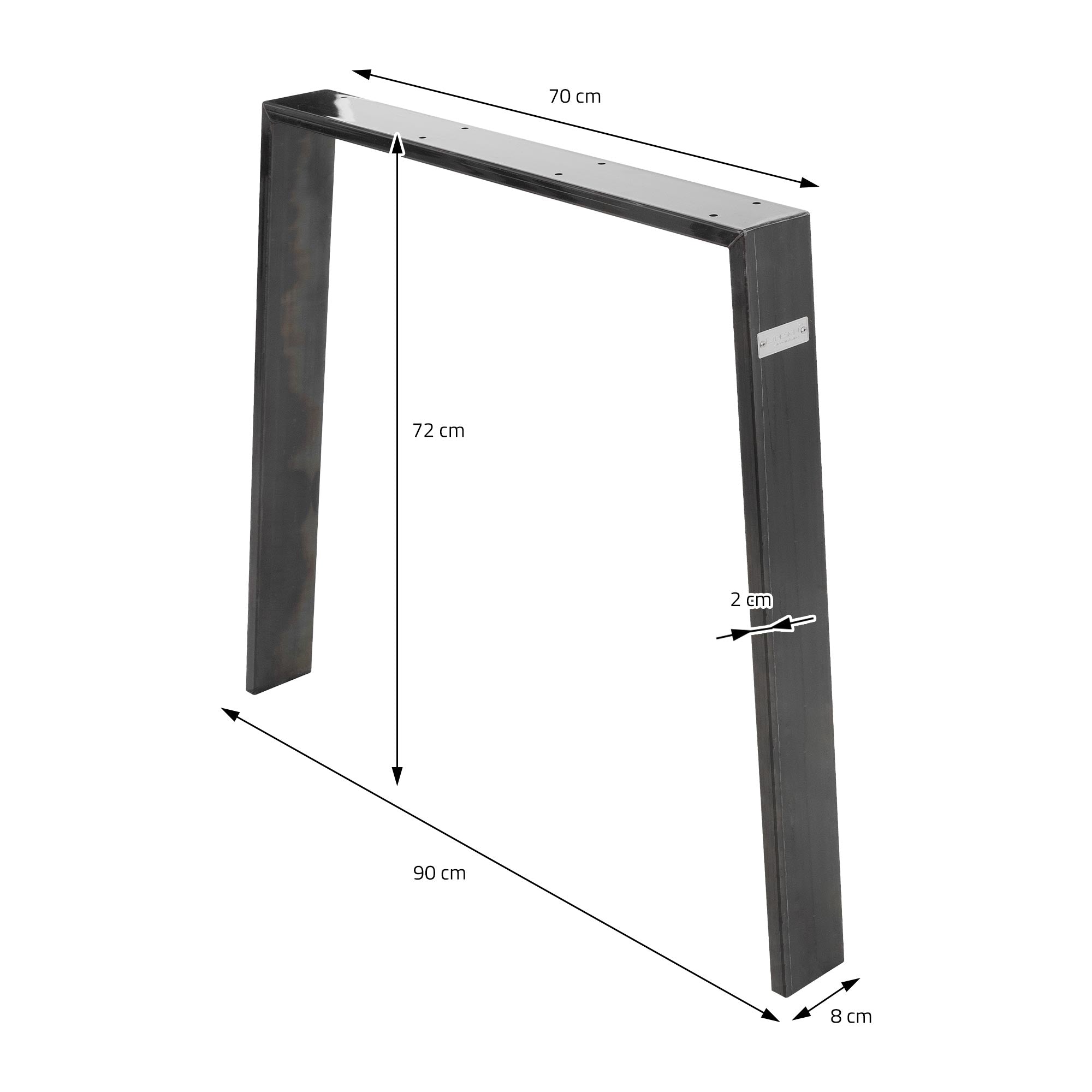 ECD Germany Möbel pieds de table 90x72 cm industriel acier lot 2