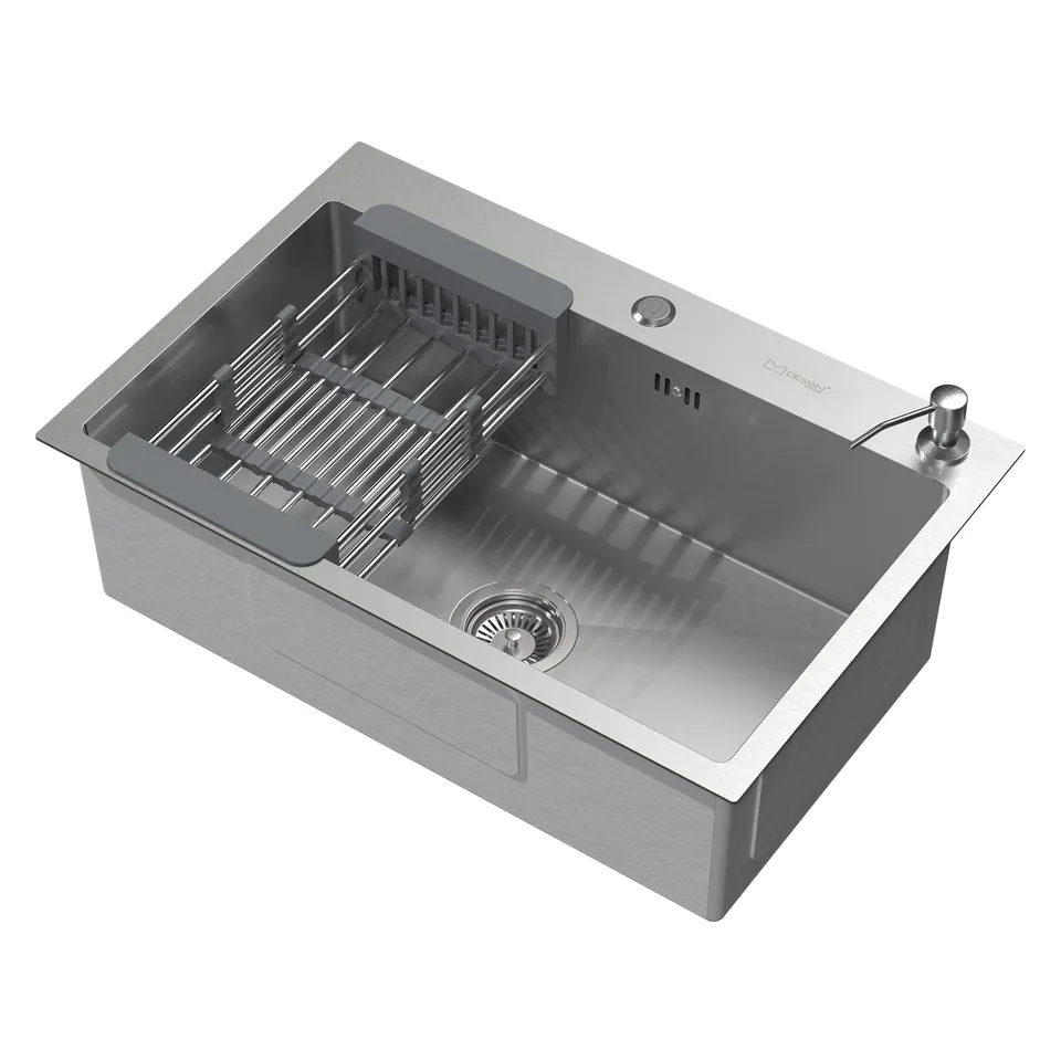 ECD Germany Sanitär évier 68x45 cm inox argent encastrable