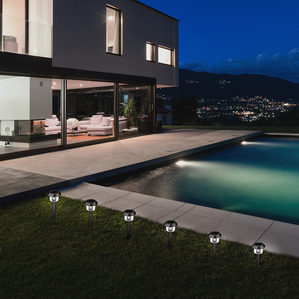 Red Deco Alesia lot 8 balises solaires inox LED blanc H39cm