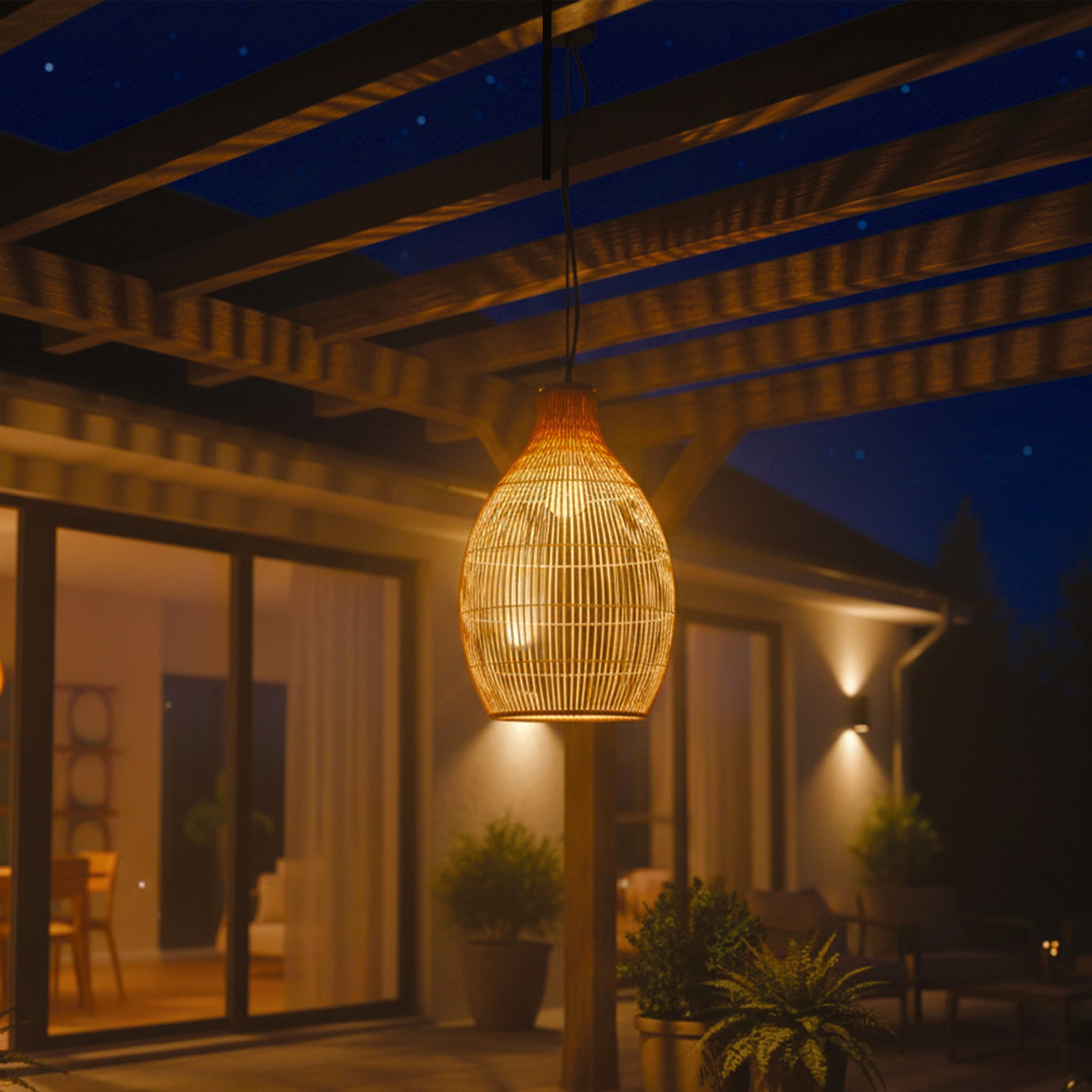 Red Deco Holiday Outdoor suspension extérieur polyrotin E27 5 m