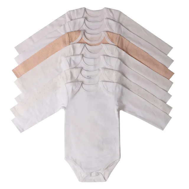 Stokomani Lot 7 bodies bébé blanc 3/23 mois