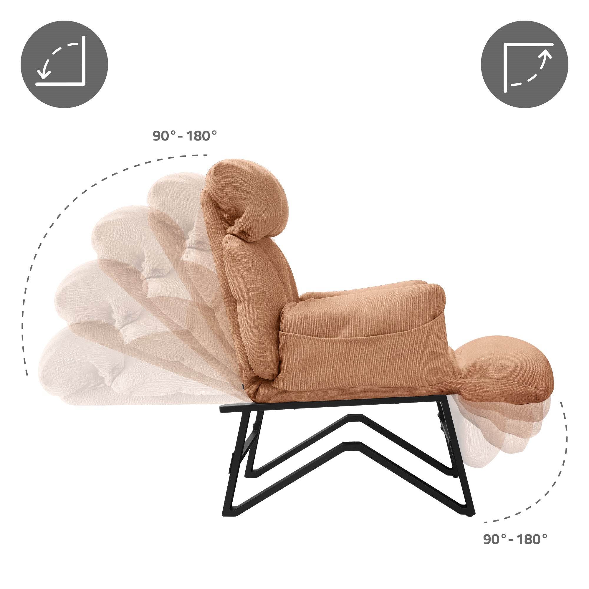 ECD Germany ML-Design fauteuil relax marron lin 85x82 cm