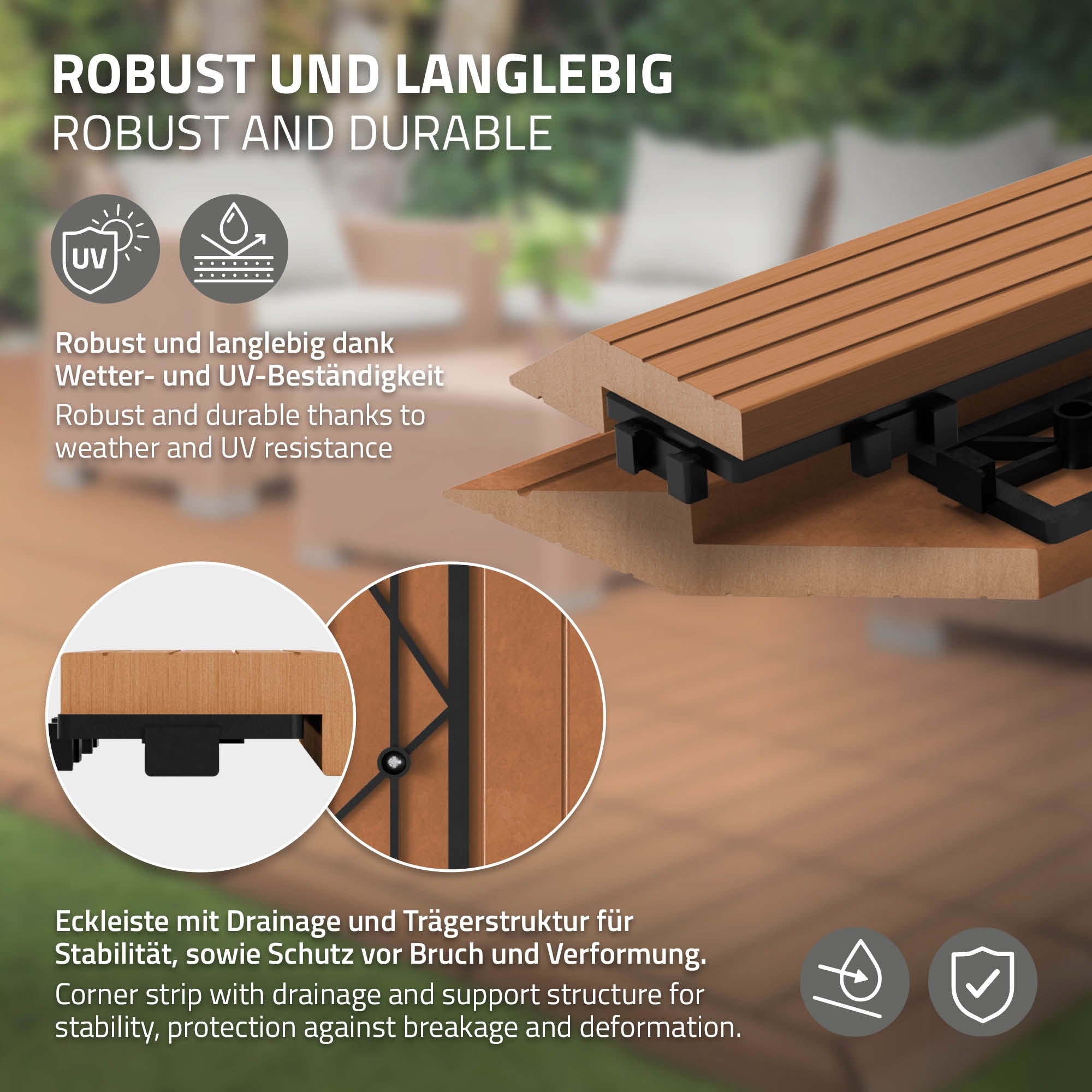 ECD Germany Garten baguette WPC marron clair angle gauche
