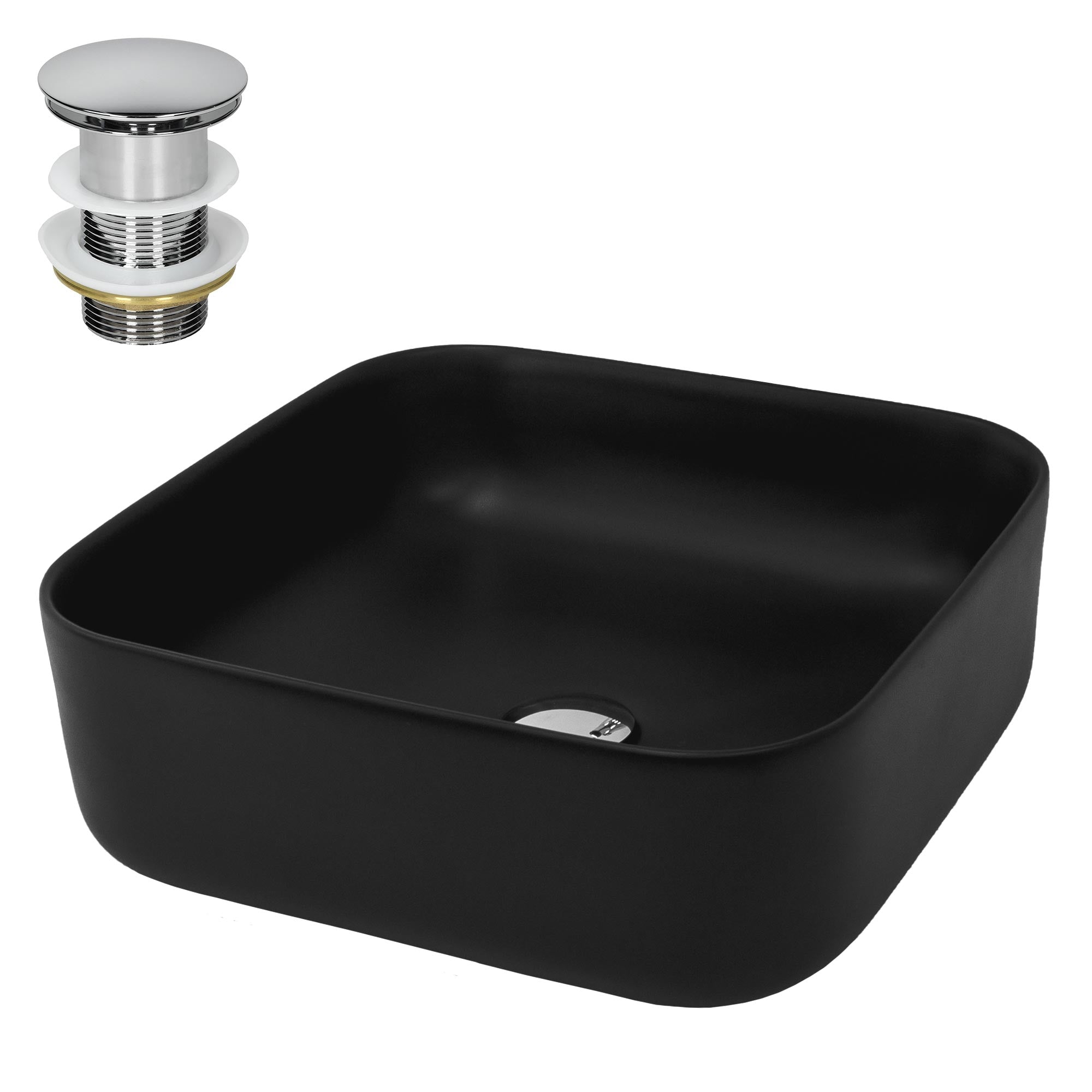 LuxeBath lavabo carré blanc céramique 39,5 cm à poser