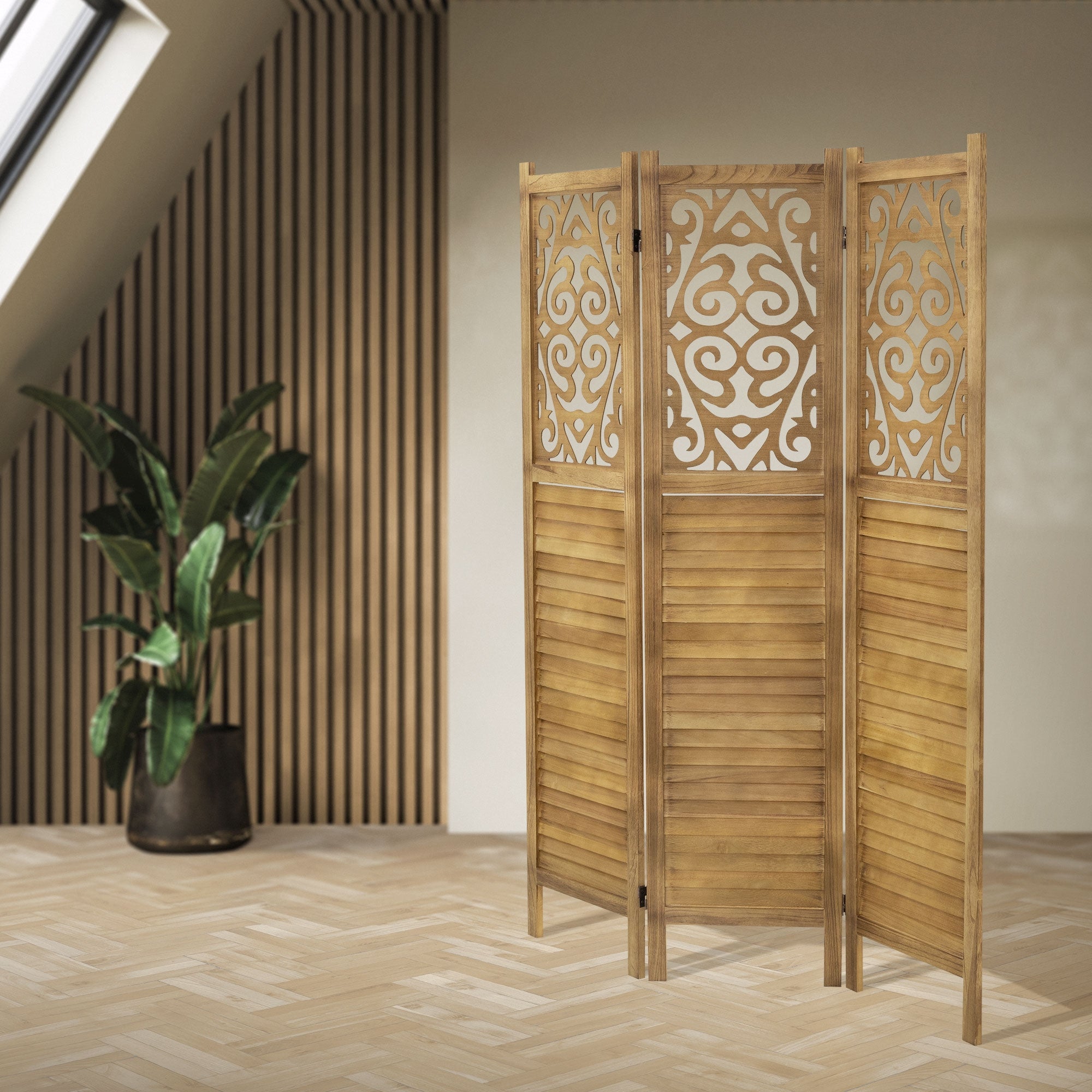 ECD Germany Möbel Tokio paravent bois brun 170x121 cm