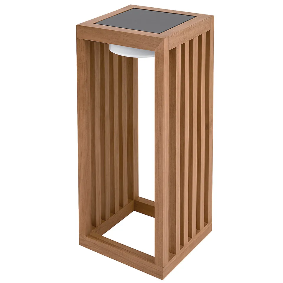 Red Deco Chennai Tall lanterne solaire teck H50 cm blanc chaud