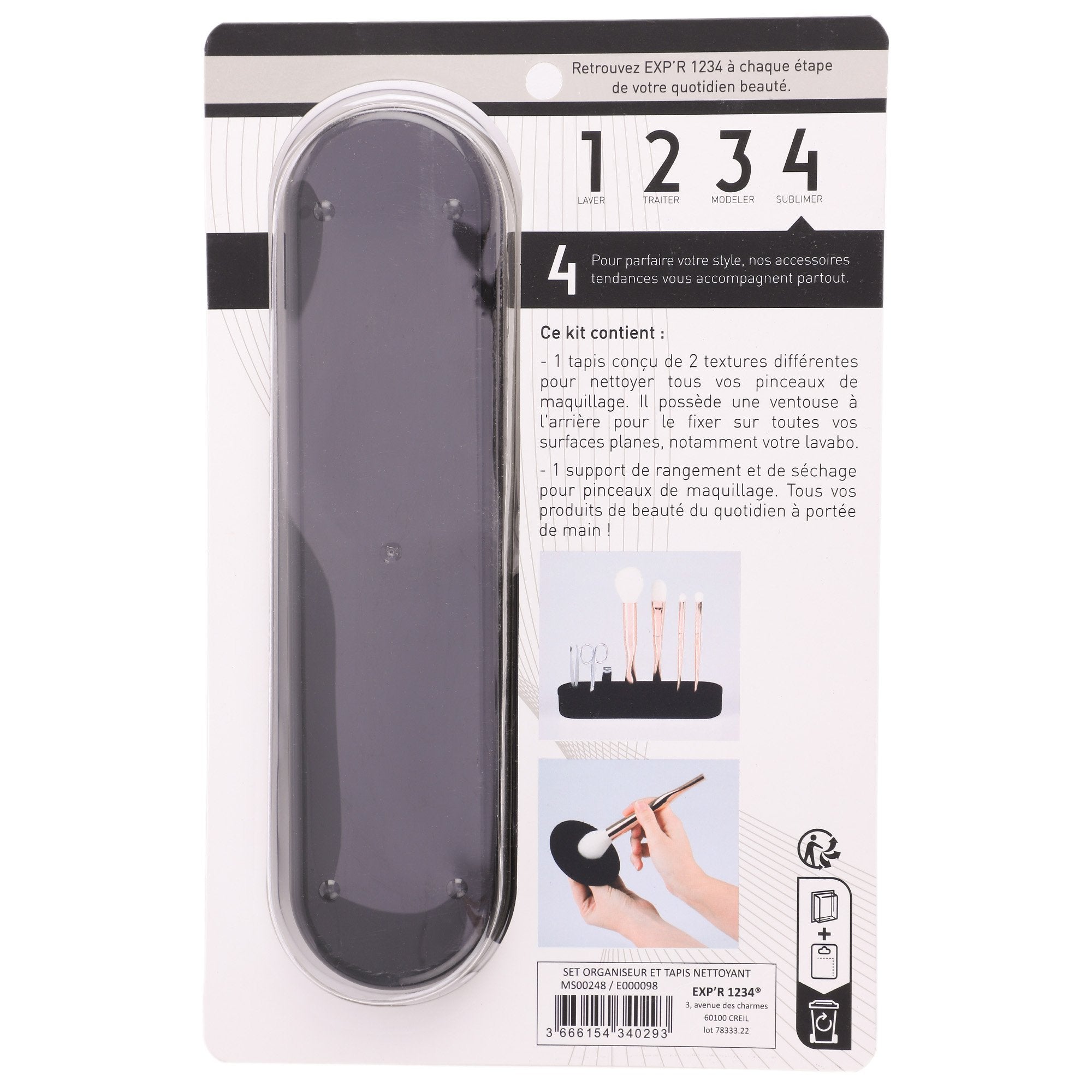 Organisateur pinceaux tapis nettoyant maquillage beauté silicone