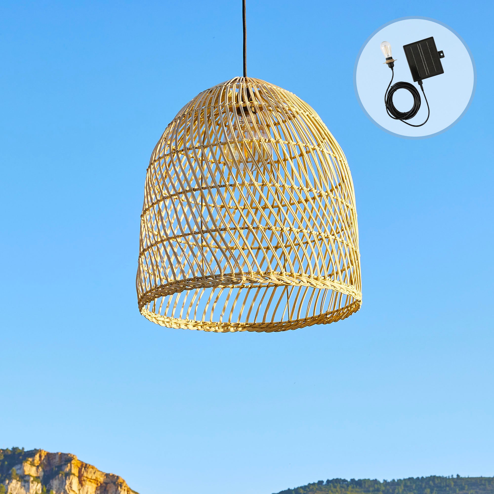 Red Deco Paulo Solar suspension solaire rotin 40 cm dimmable