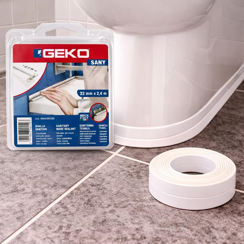 GEKO Bande d'étanchéité blanche 22 mm x 2,4 m baignoire