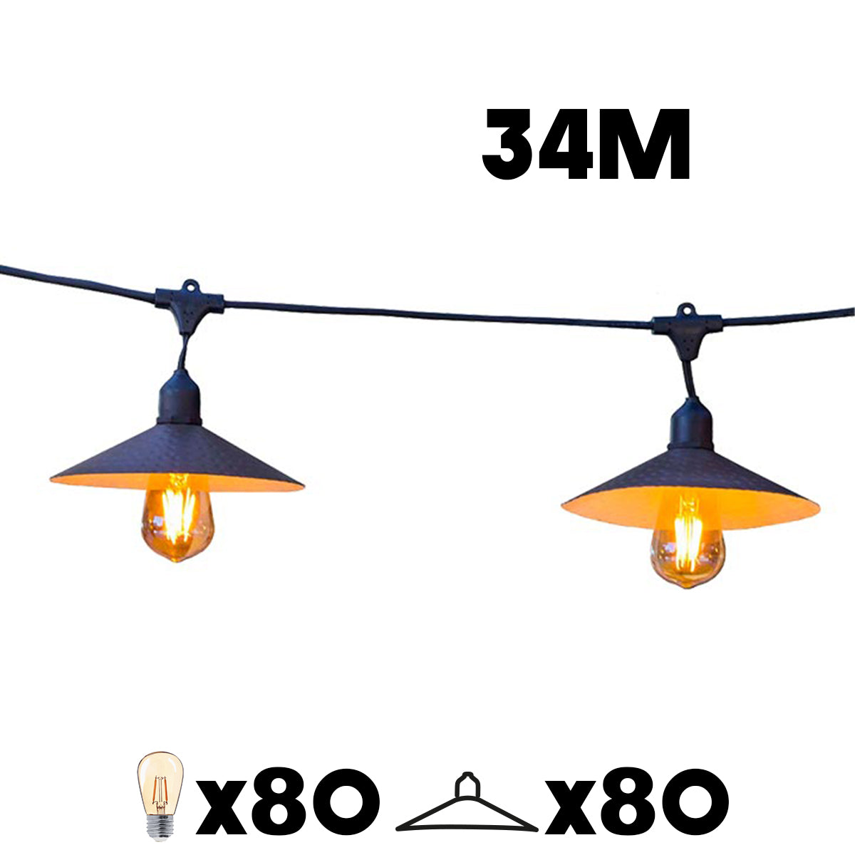 Red Deco Vinty Light guirlande guinguette 80 LED E27 34m