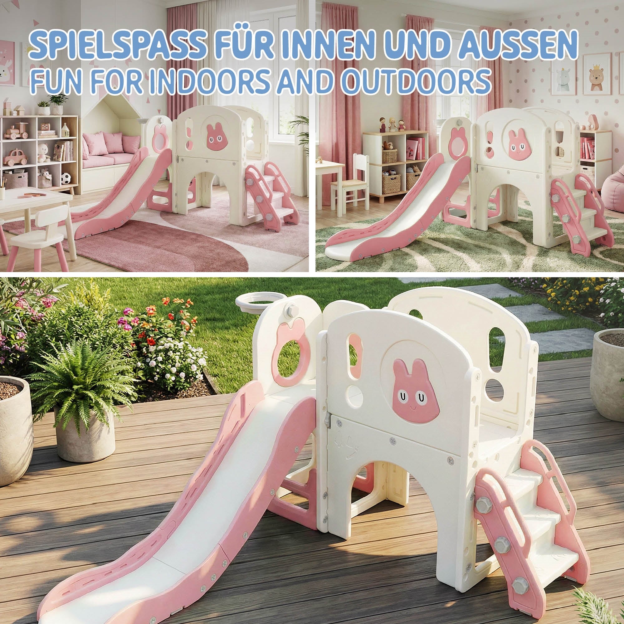 ECD Germany Joyz toboggan enfant rose 5en1 avec tour