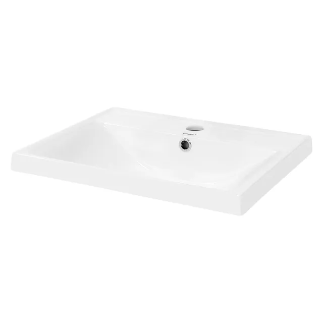 LuxeBath lavabo carré blanc céramique 51cm avec trop-plein