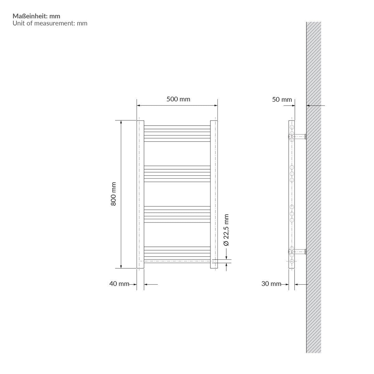 LuxeBath Sahara sèche-serviettes beige 500x800 mm droit thermostat