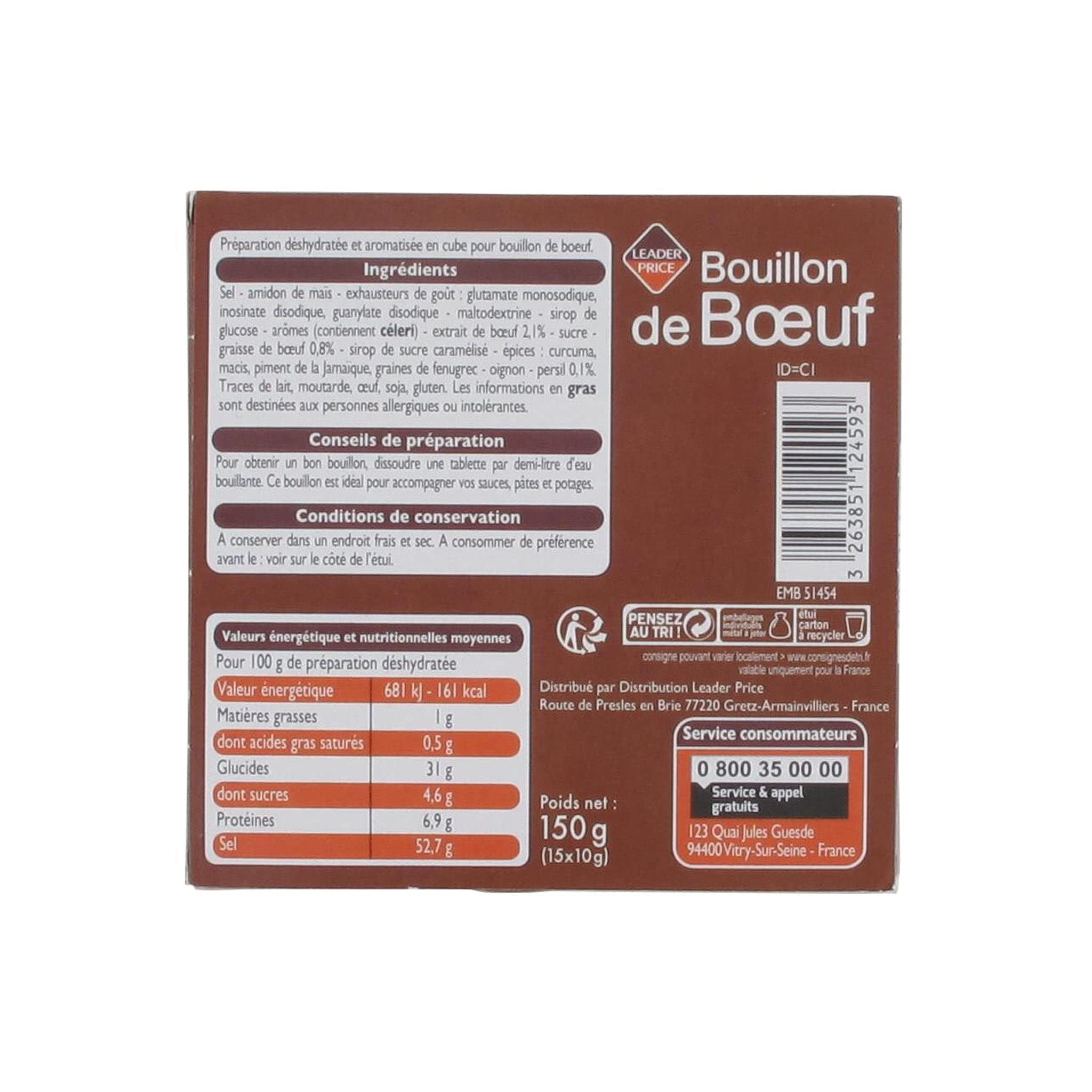 Leader Price Bouillon de bœuf 150g