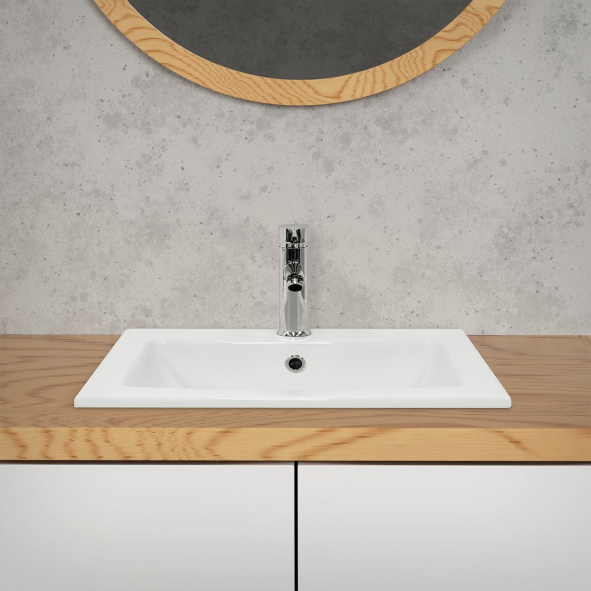 LuxeBath lavabo rectangulaire blanc céramique 525x450x210 mm