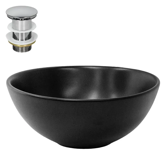 LuxeBath vasque à poser ronde noire Ø28x15 cm céramique