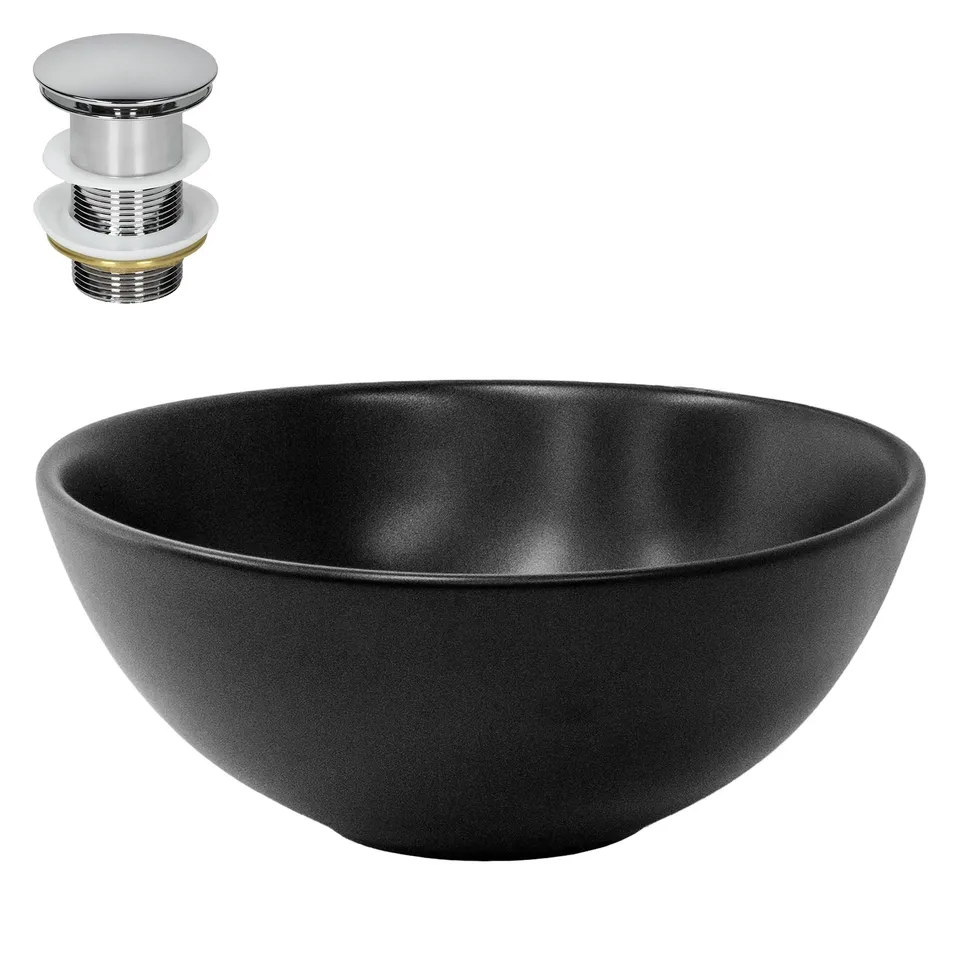 LuxeBath vasque à poser ronde noire Ø28x15 cm céramique