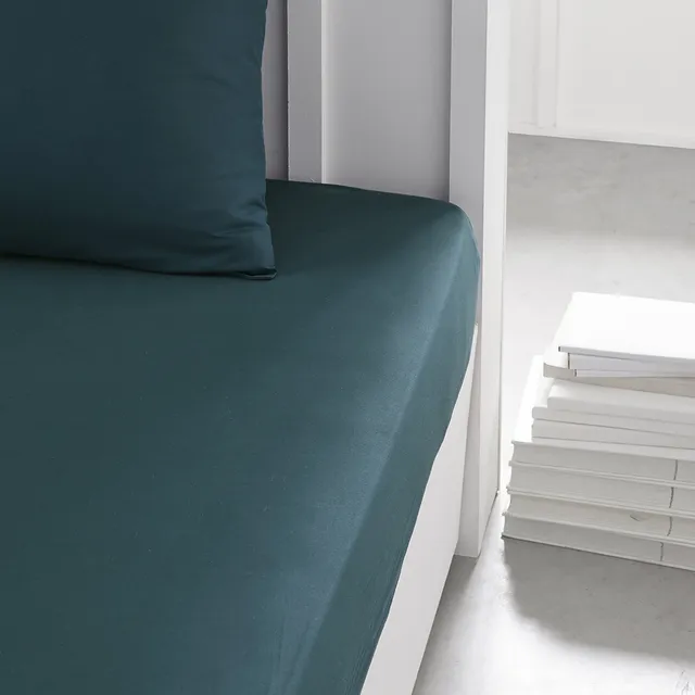 Stokomani Maison drap housse bleu vert 160x200cm