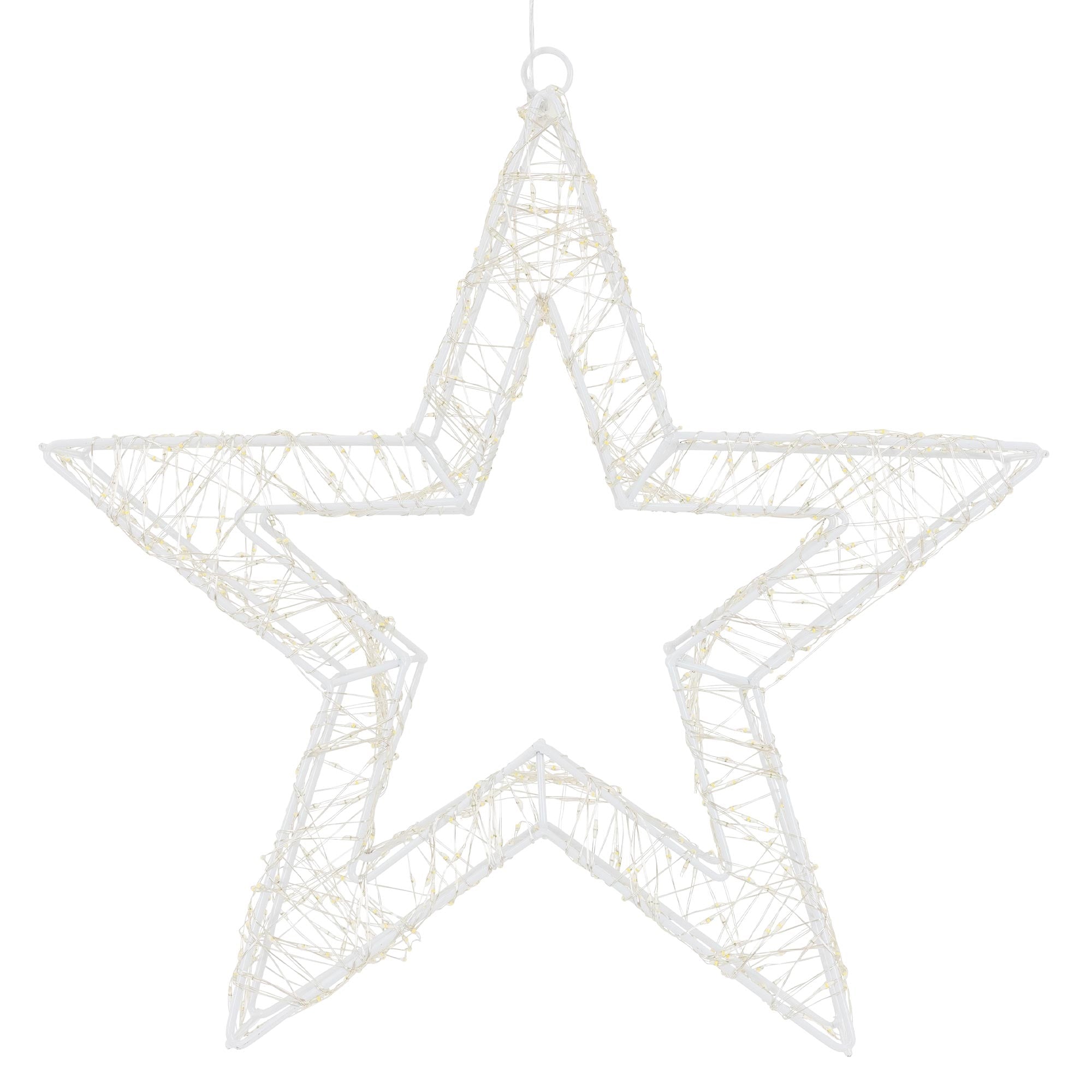 ECD Germany Étoile de Noël LED blanc chaud métal IP44 timer