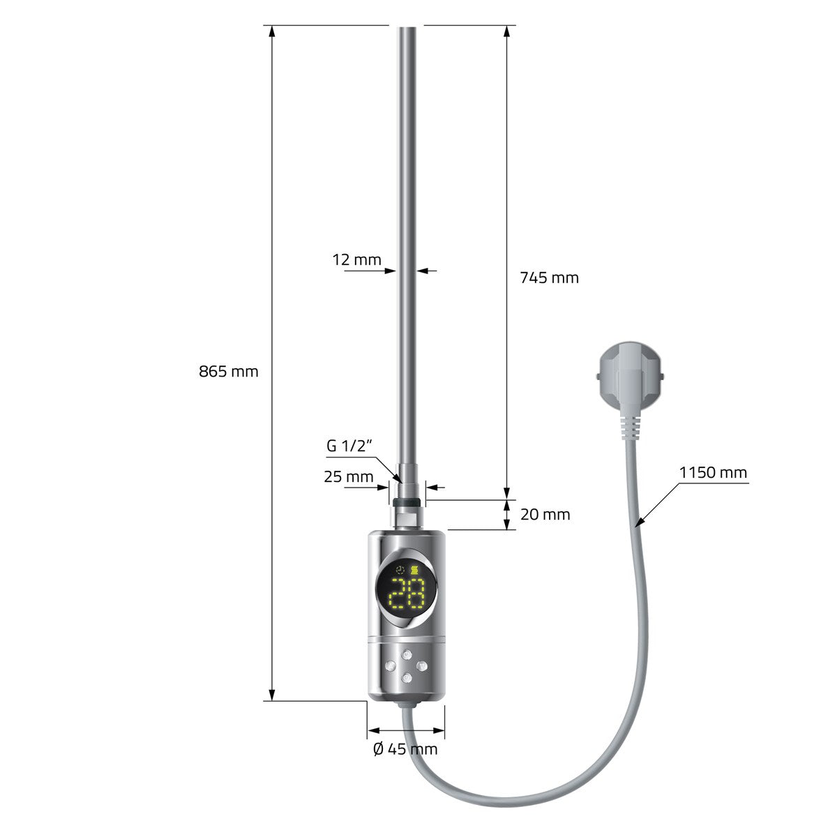 ECD Heizungen LuxeBath Sèche-Serviettes 900W 600x1800 mm Chromé