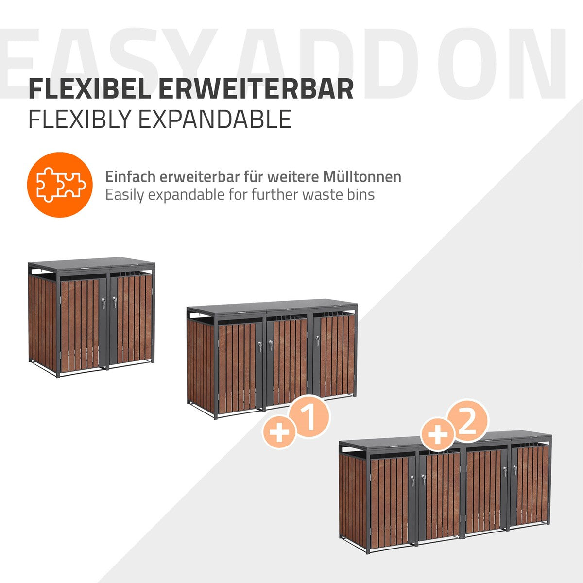ECD Germany Garten cache poubelle double 240L acier rouille