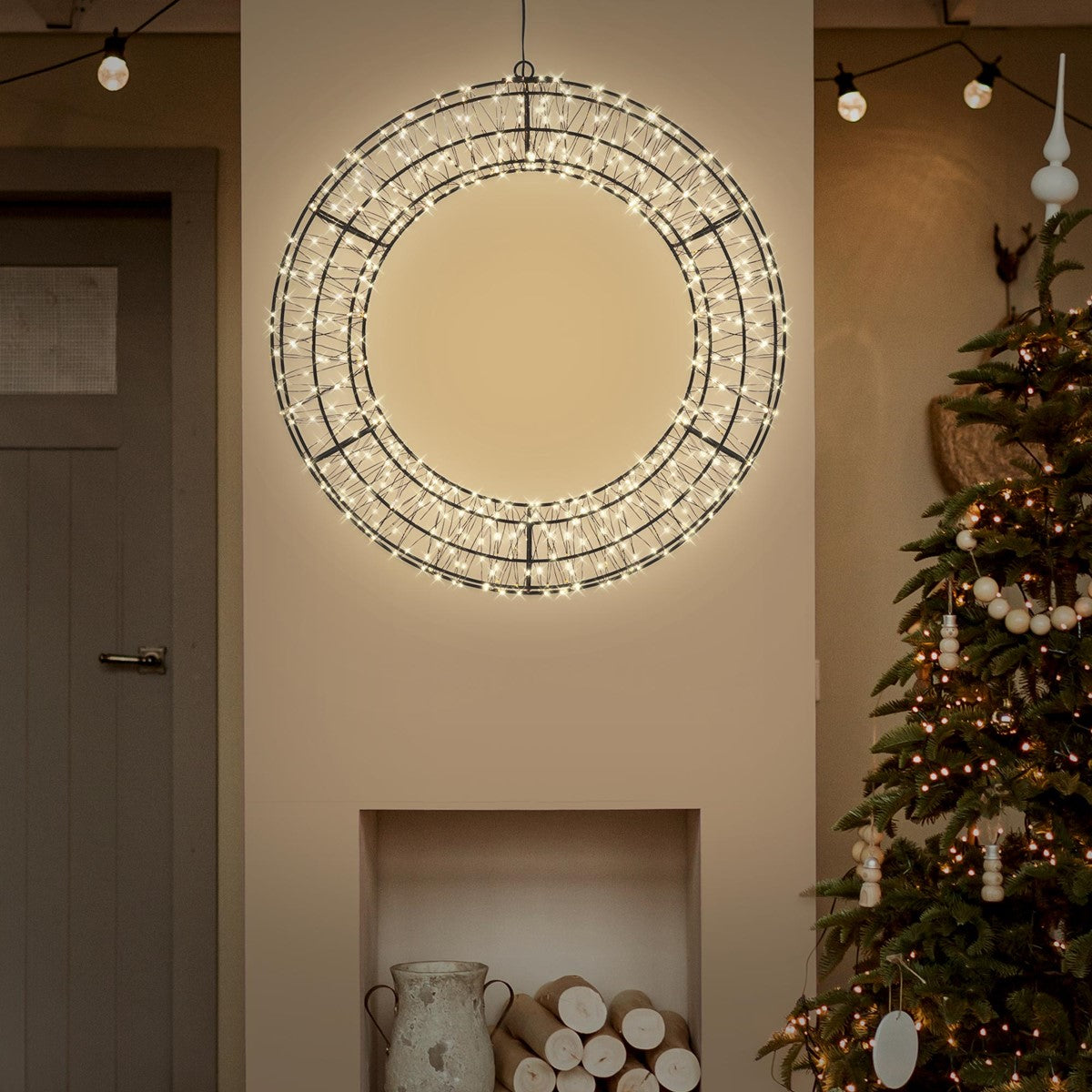ECD Germany Haus & Wohnen couronne Noël LED 58cm blanc chaud