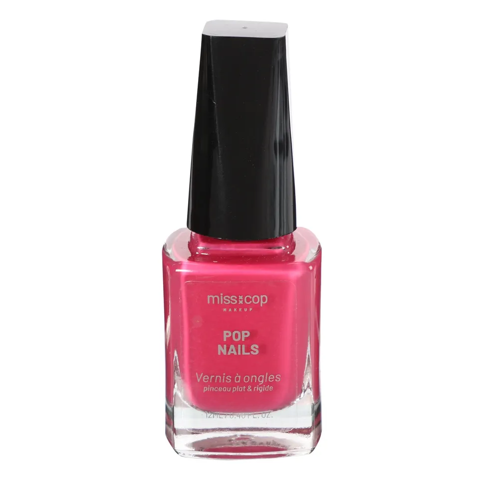 Vernis à ongles rose framboise couleur vive flacon