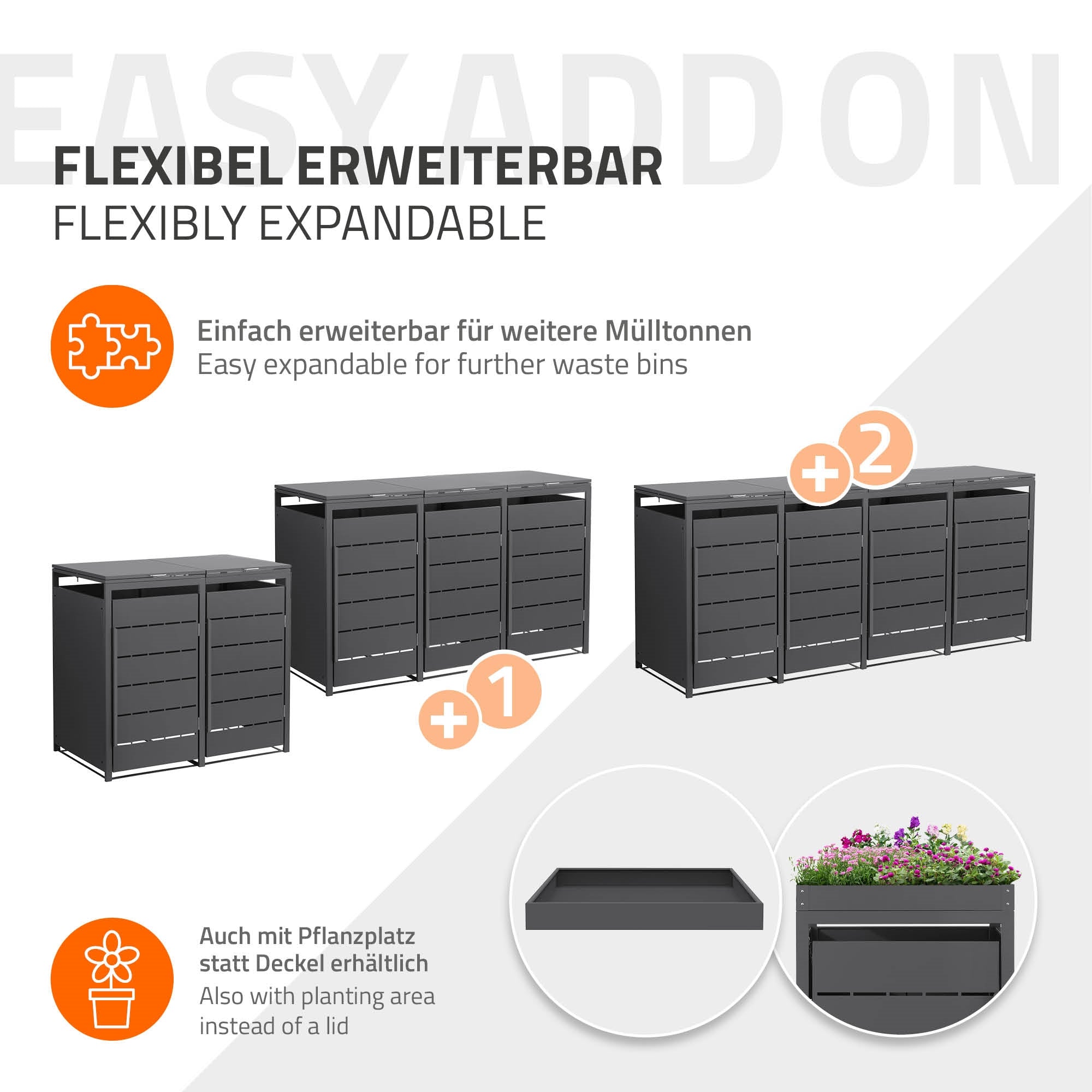 ECD Germany cache poubelle double 240L anthracite acier