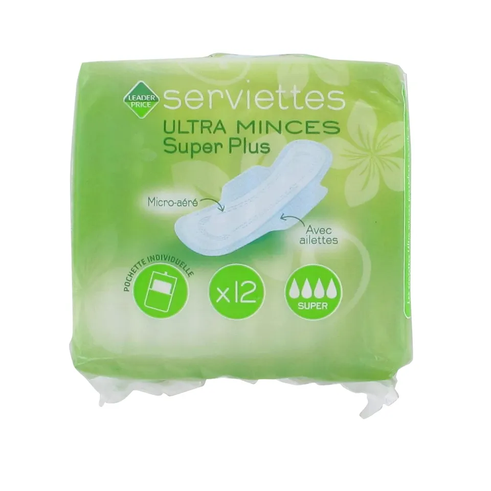 Leader Price Serviettes ultra minces super plus x12