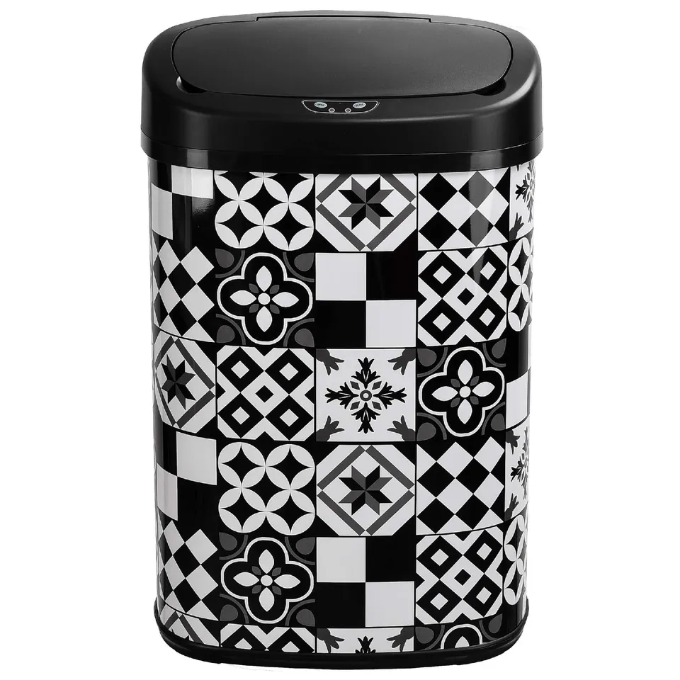 Red Deco Majestic poubelle cuisine auto 58L noir carreaux