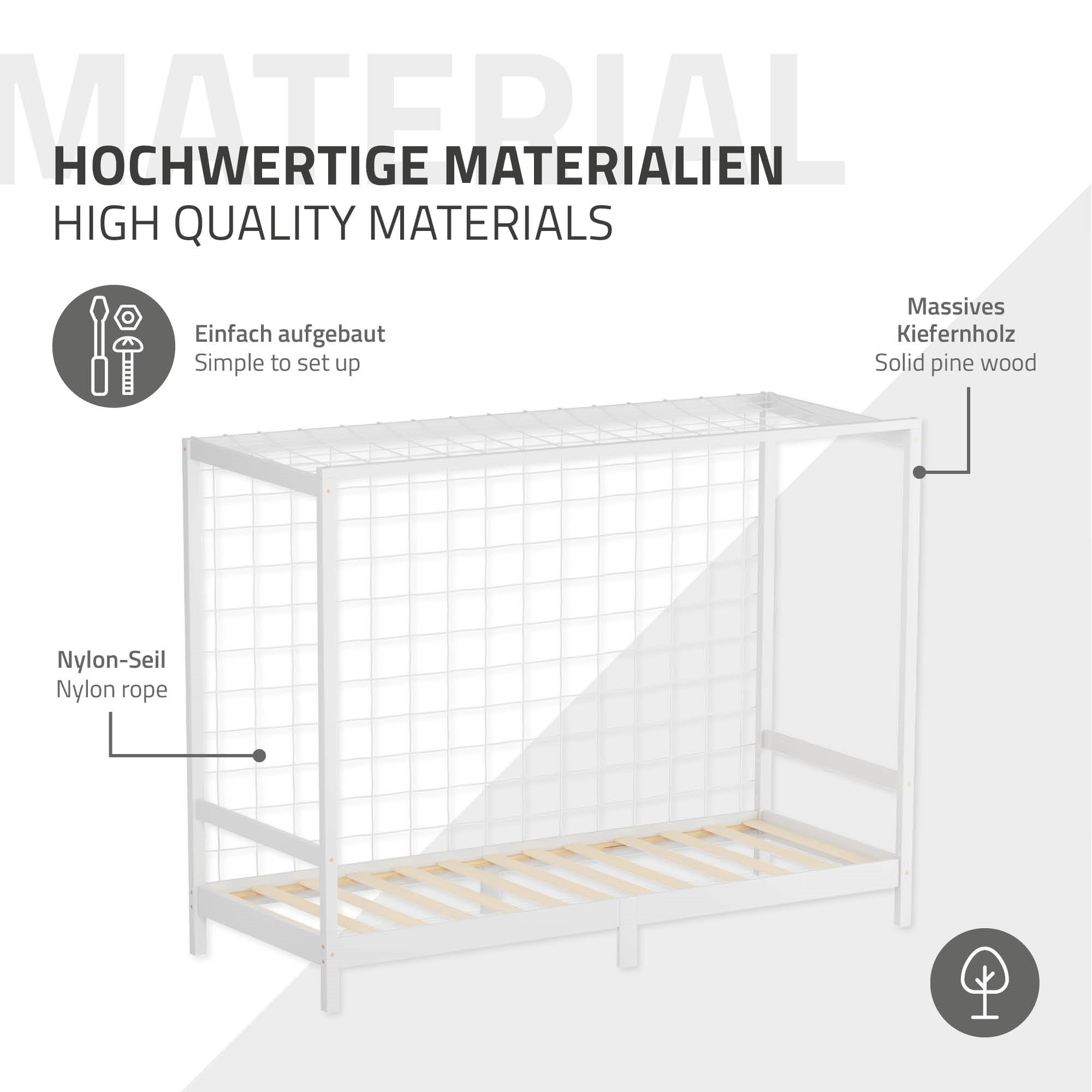 ECD Germany Kinder lit enfant but de foot 90x200 blanc matelas