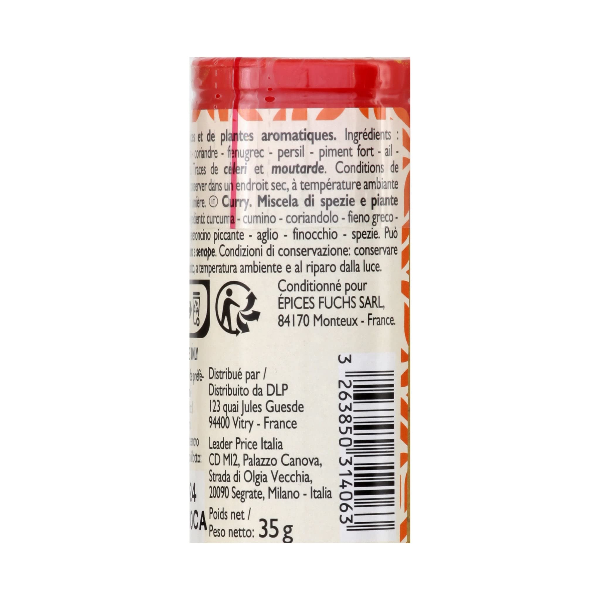 Leader Price Curry en poudre 35 g pour riz et poulet