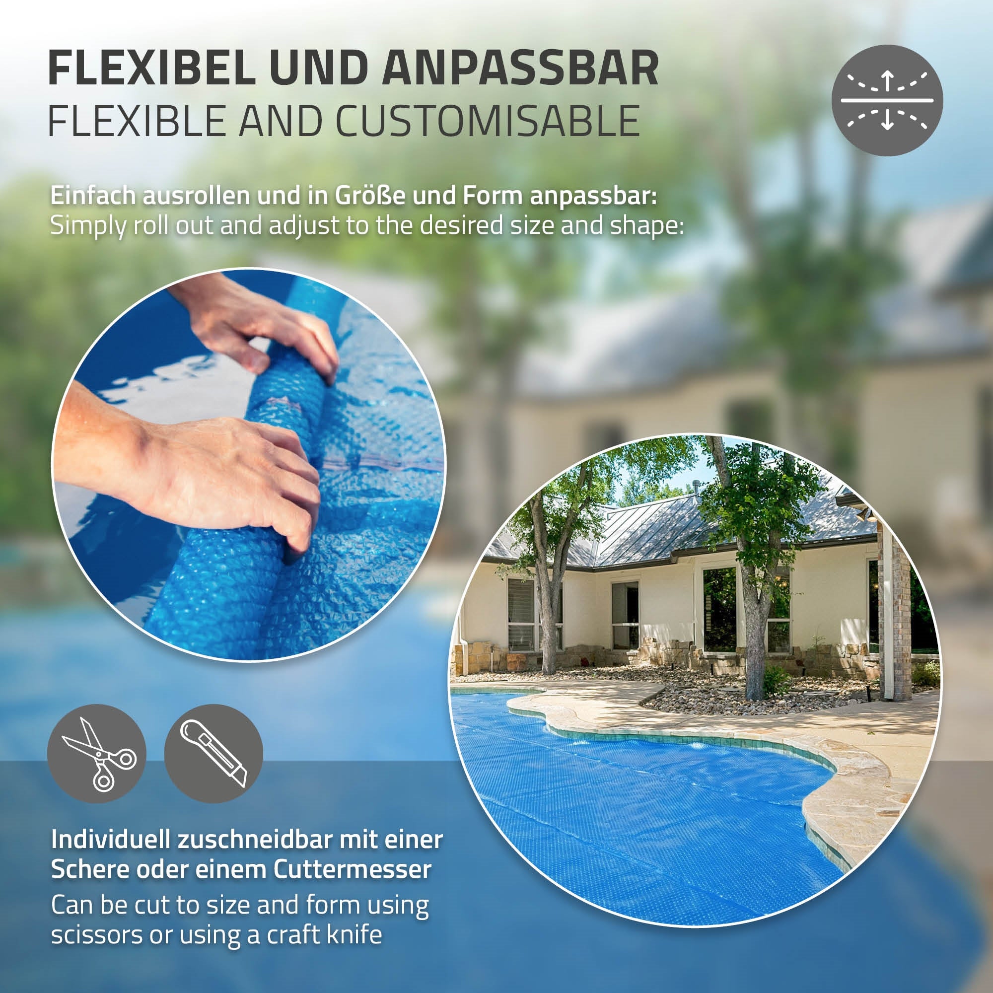 ECD Germany Garten bâche solaire piscine ronde 549 cm bleue 400µm