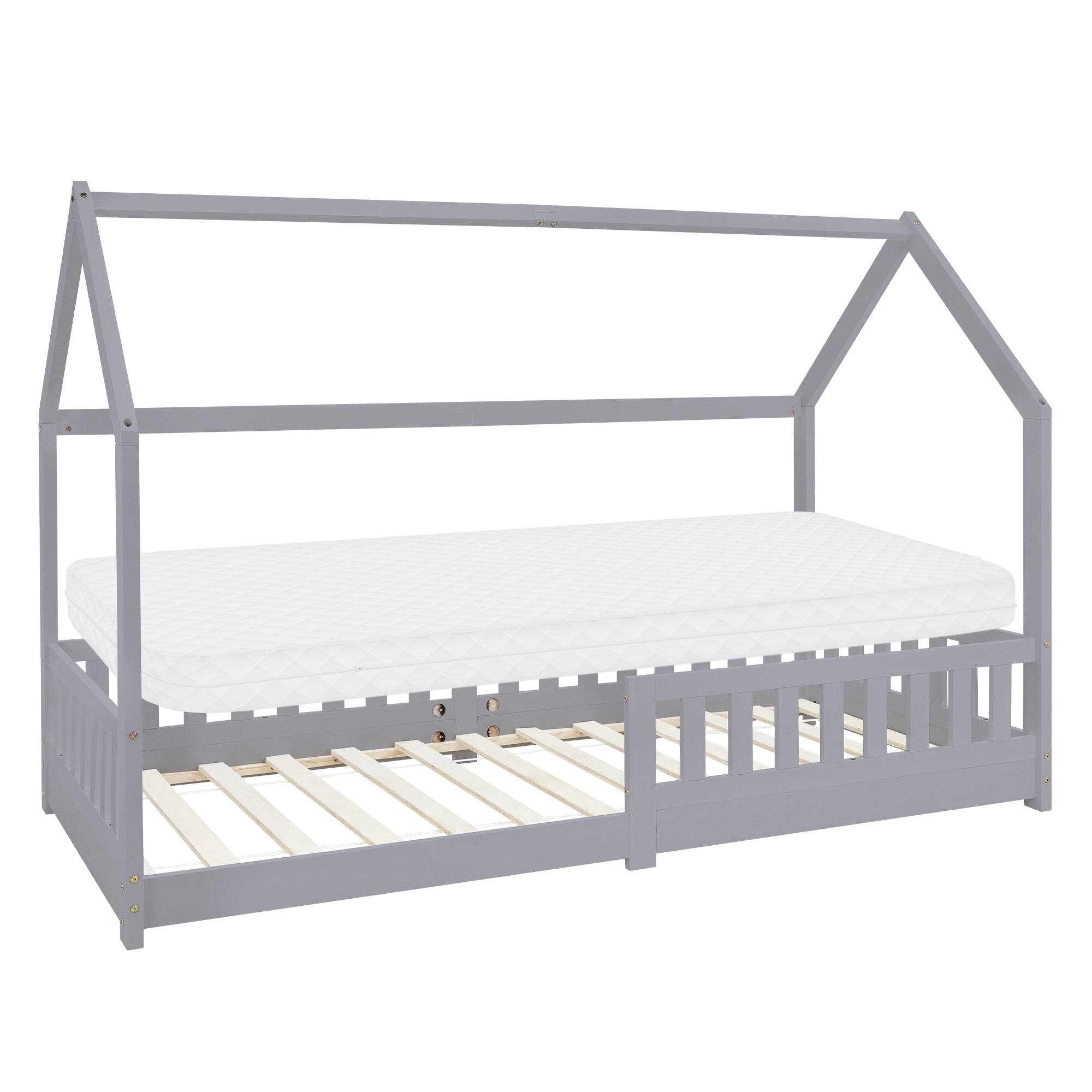 ECD Germany Kinder Lit cabane 90x200 cm Lit enfant blanc sans matelas
