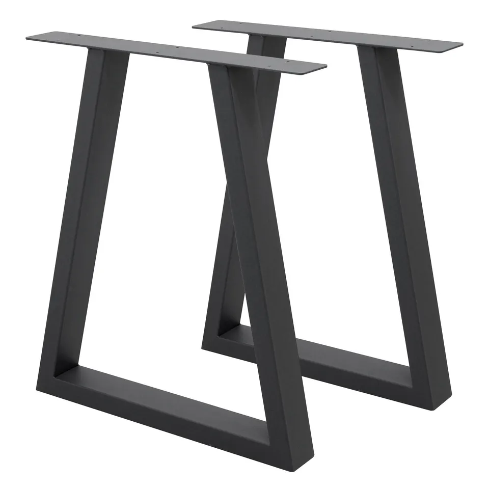 ECD Germany Möbel pieds de table trapèze acier noir 60x72 cm lot de 2