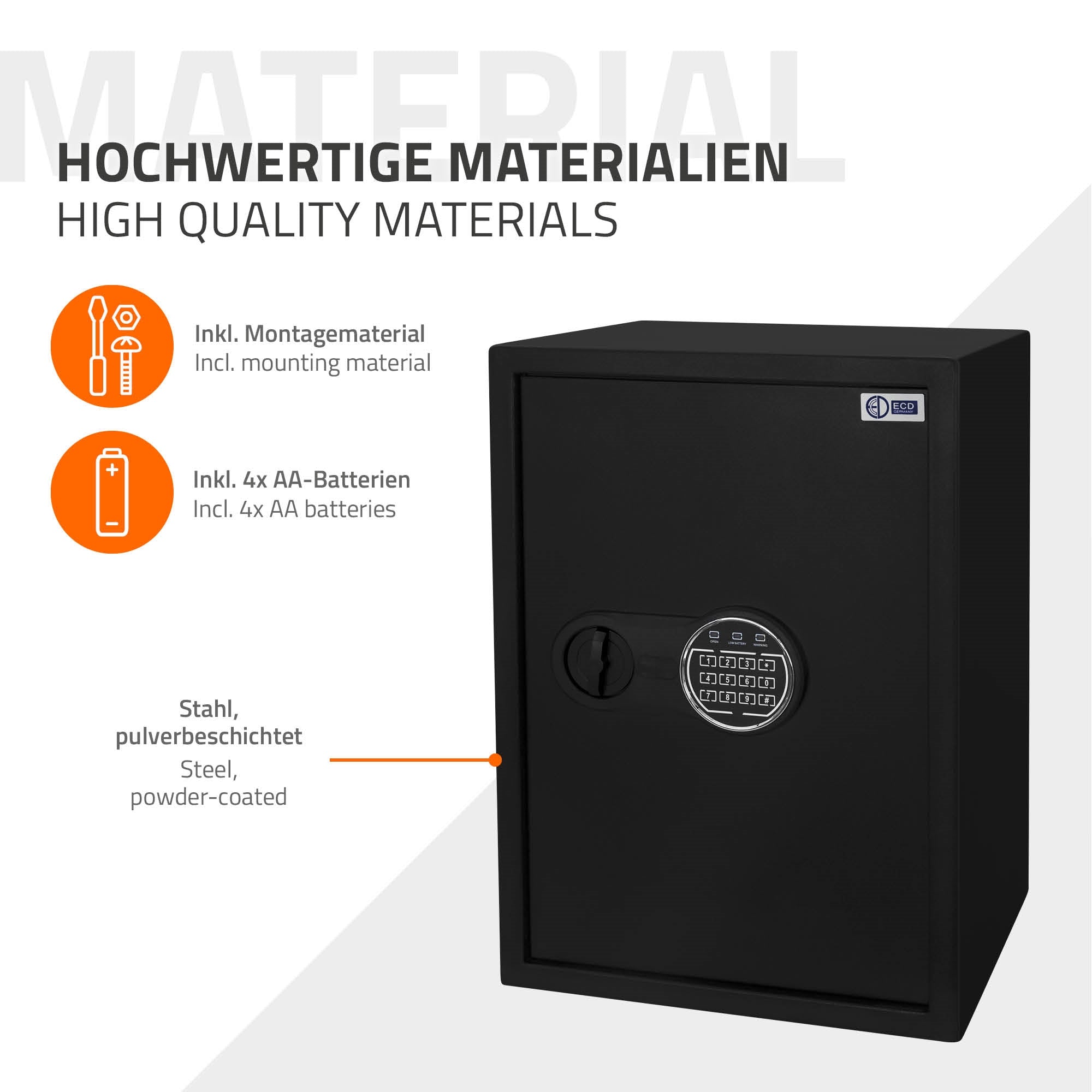 ECD Germany Haus coffre-fort acier 43 L code électronique