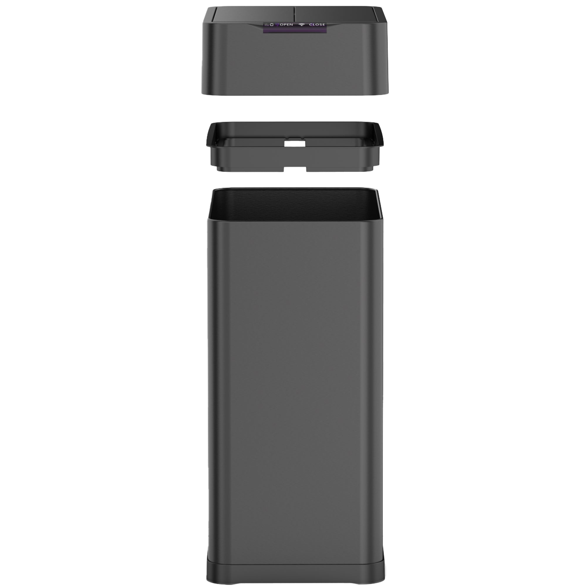 Red Deco Silverlake Black Poubelle Automatique 70L Inox Papillon