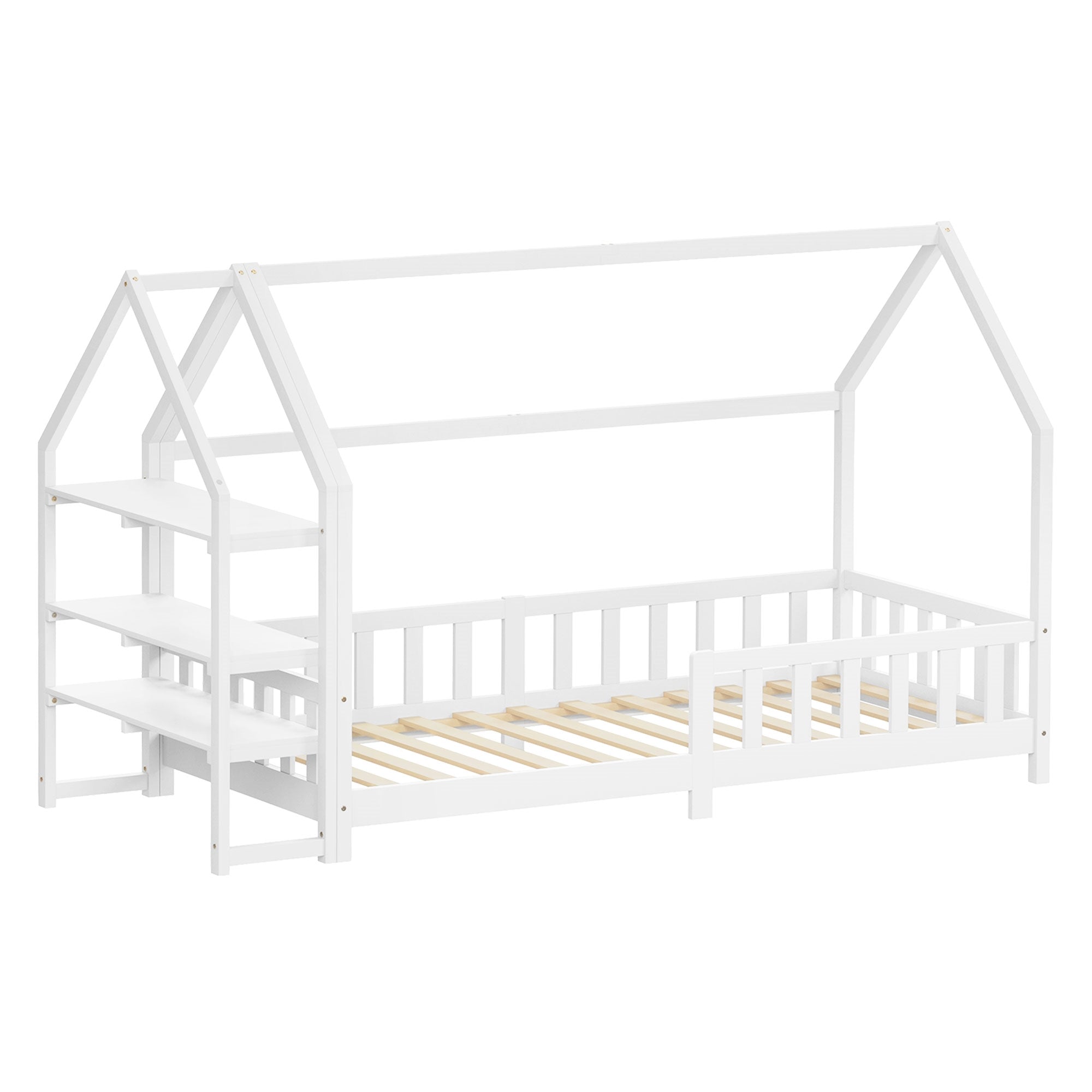 ECD Germany Kinder lit cabane 90x200 pin naturel sans matelas
