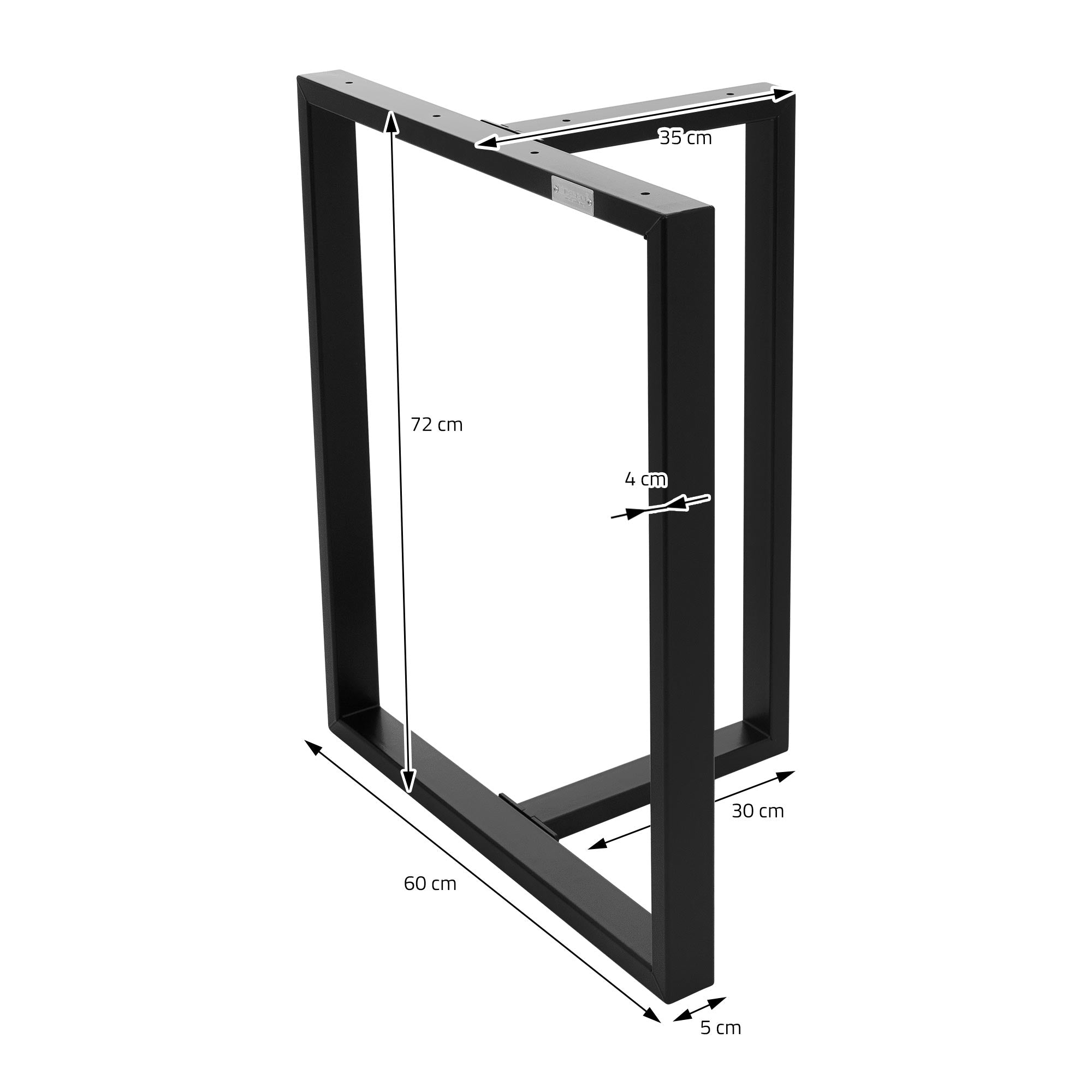 ECD Germany Möbel Lot 2 Pieds de Table T Noir 60x72 cm