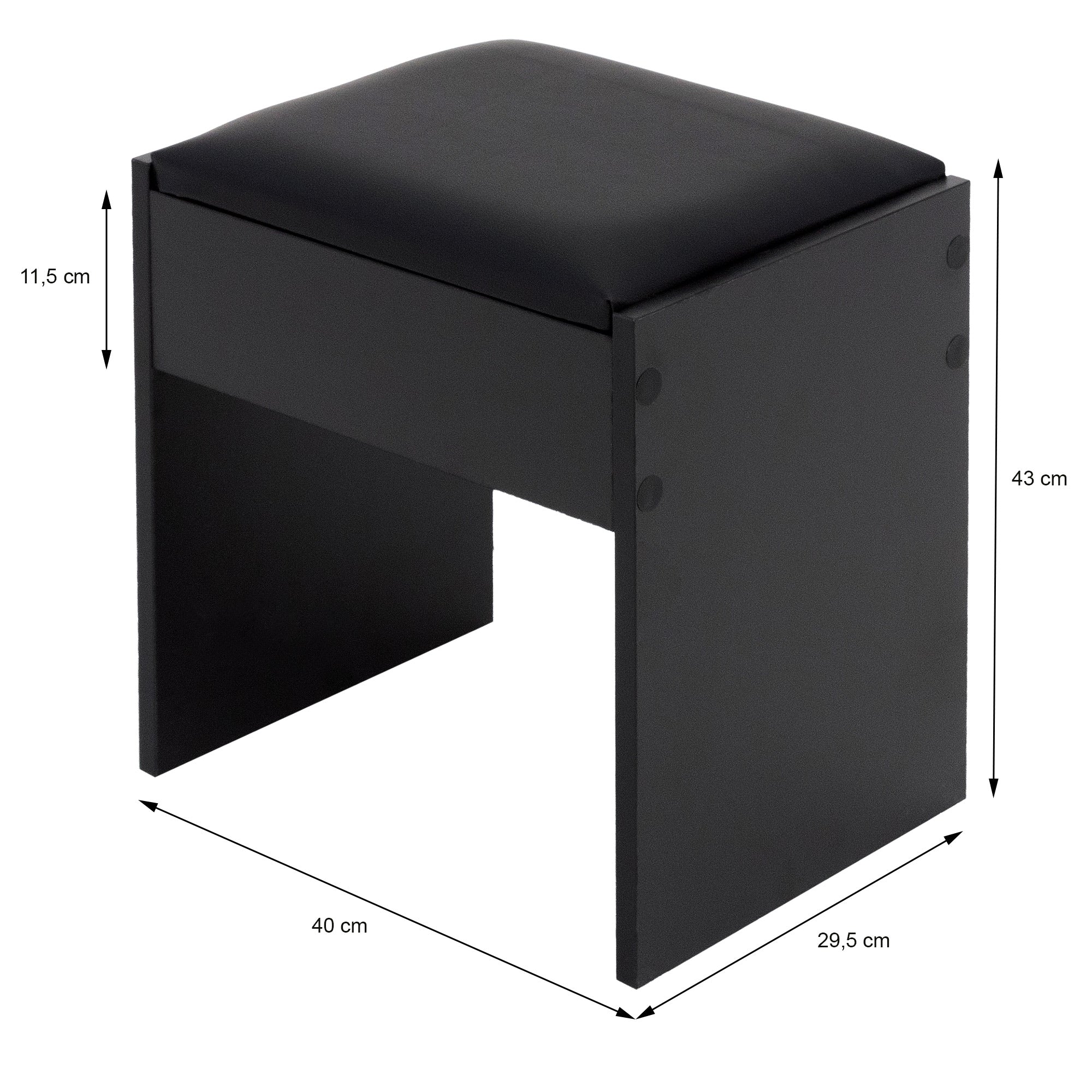 ECD Germany Möbel coiffeuse 108x40x140 noir miroir + tabouret