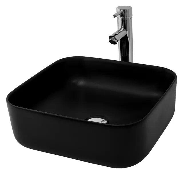 LuxeBath lavabo carré blanc céramique 39,5 cm à poser