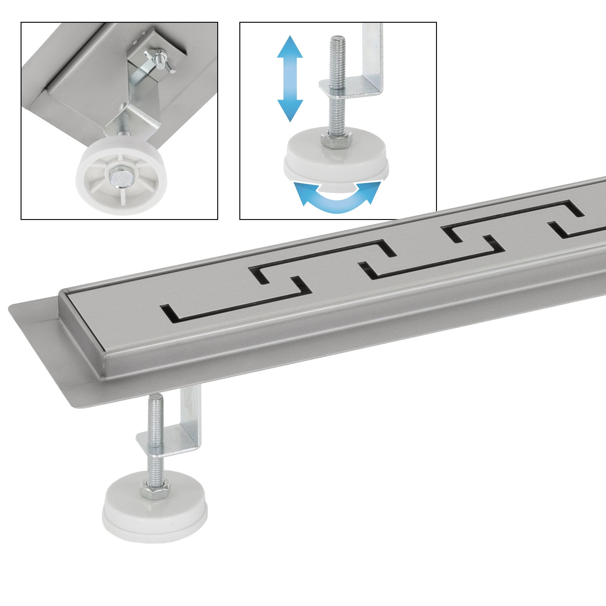 ML-Design caniveau douche inox 80 cm rainuré argent