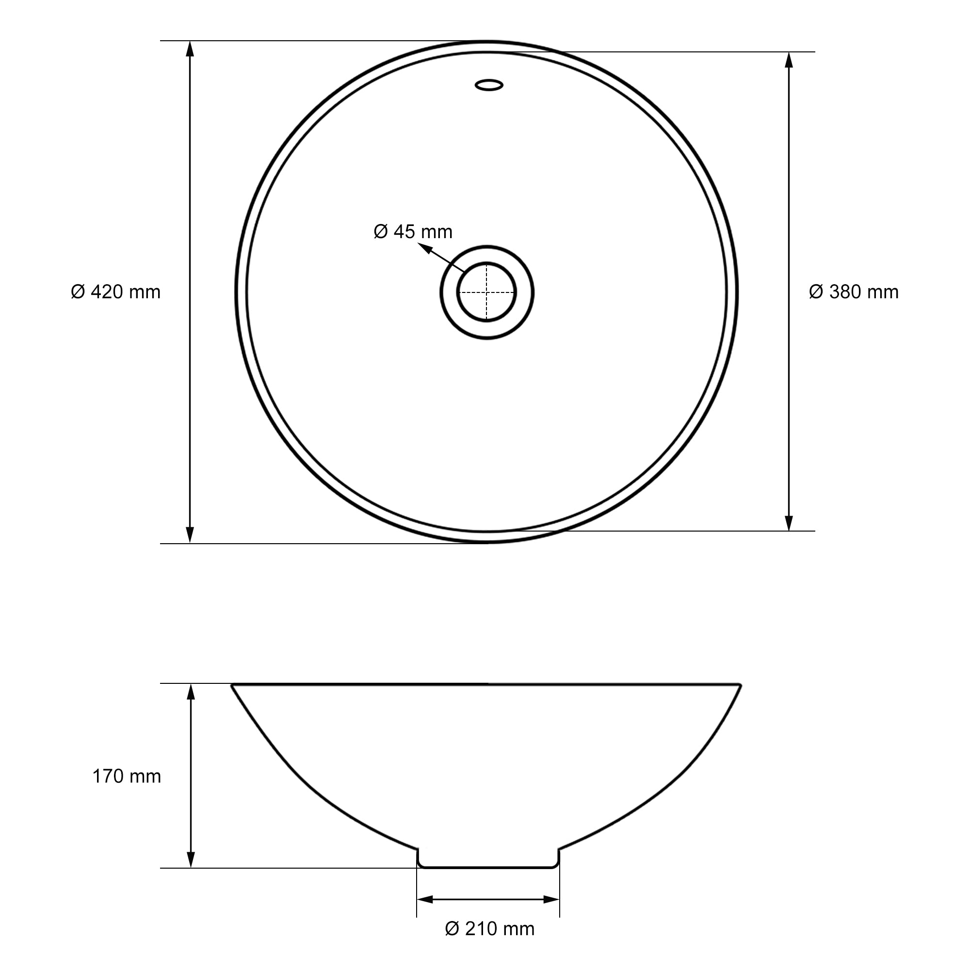 ECD Germany Sanitär Vasque ronde céramique blanc Ø42x17cm LuxeBath