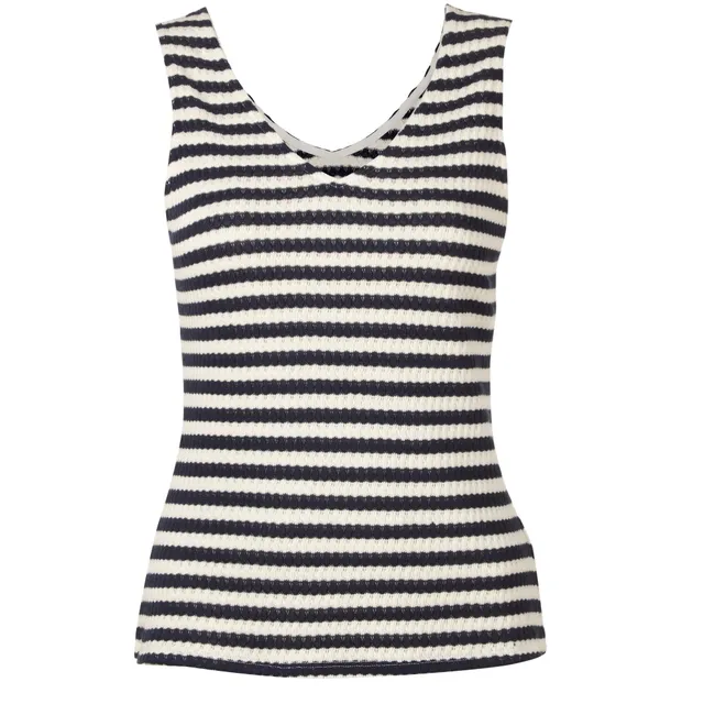 Stokomani Mode Débardeur crochet rayé bleu foncé L femme