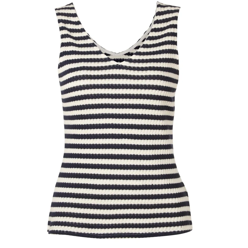 Stokomani Mode Débardeur crochet rayé bleu foncé L femme